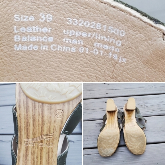 Dansko Professional Olive Green Leather Strappy Jesus Chunky Heel Sandals 39 - Picture 8 of 9